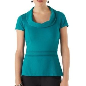 WHBM | Lotus Teal Ponte Bodice Top